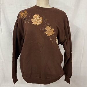 Brown Fall Leaf  Grandma Style Sweatshirt Jerzees